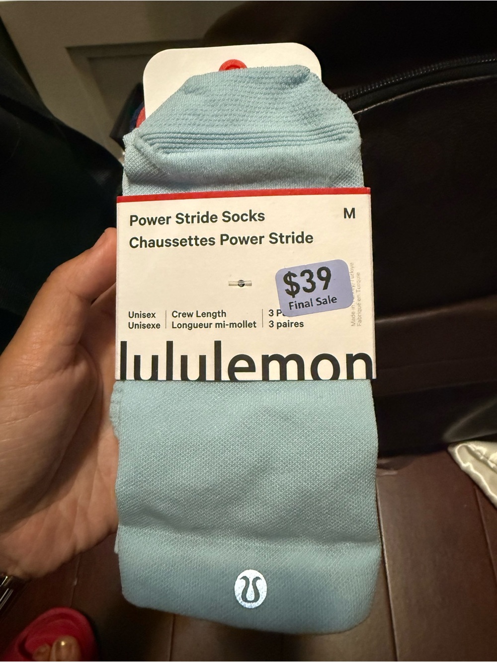 lululemon athletica unisex  3 Power Stride Crew Socks - Light Blue